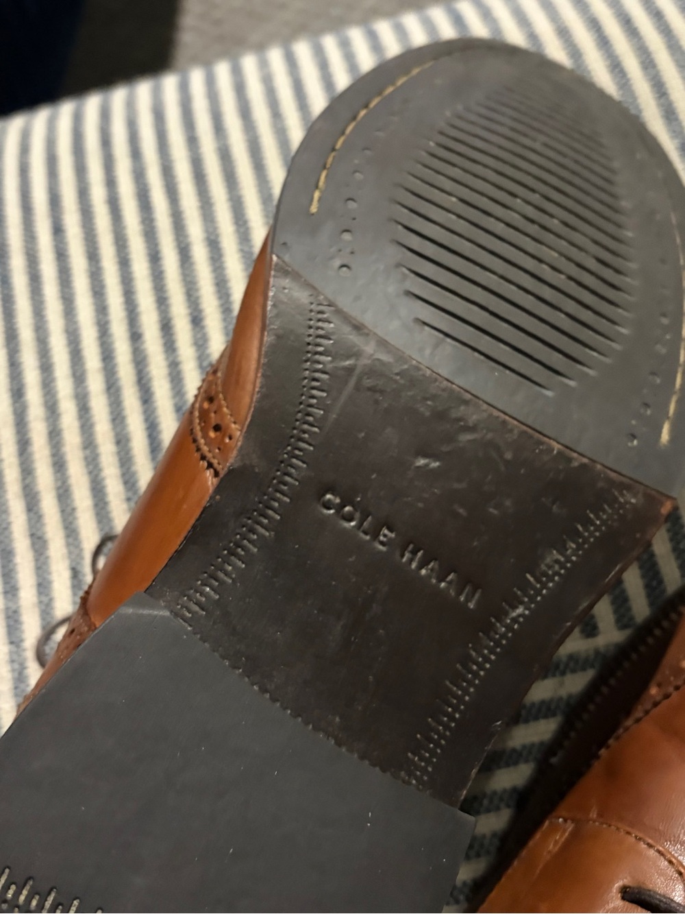 Cole Haan Men's Tan Brown Leather Lace-Up wing tip Oxfords 11.5 - Picture 2 of 7